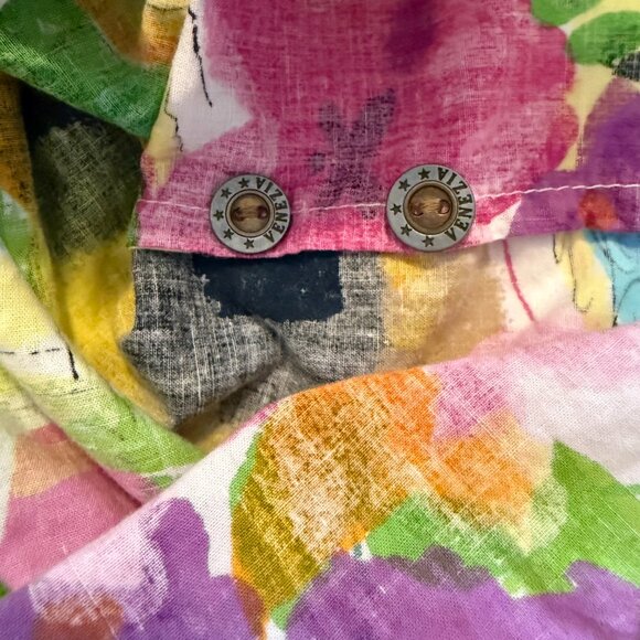 Venezia Women's 18/20 Worn to Perfection Colorful Short Sleeve Button‎ Up Top - Picture 5 of 7